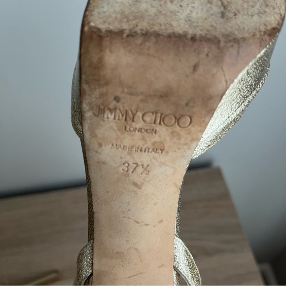 Jimmy Choo Kayden Gold Patent Platform Stiletto Heels - Picture 15 of 16